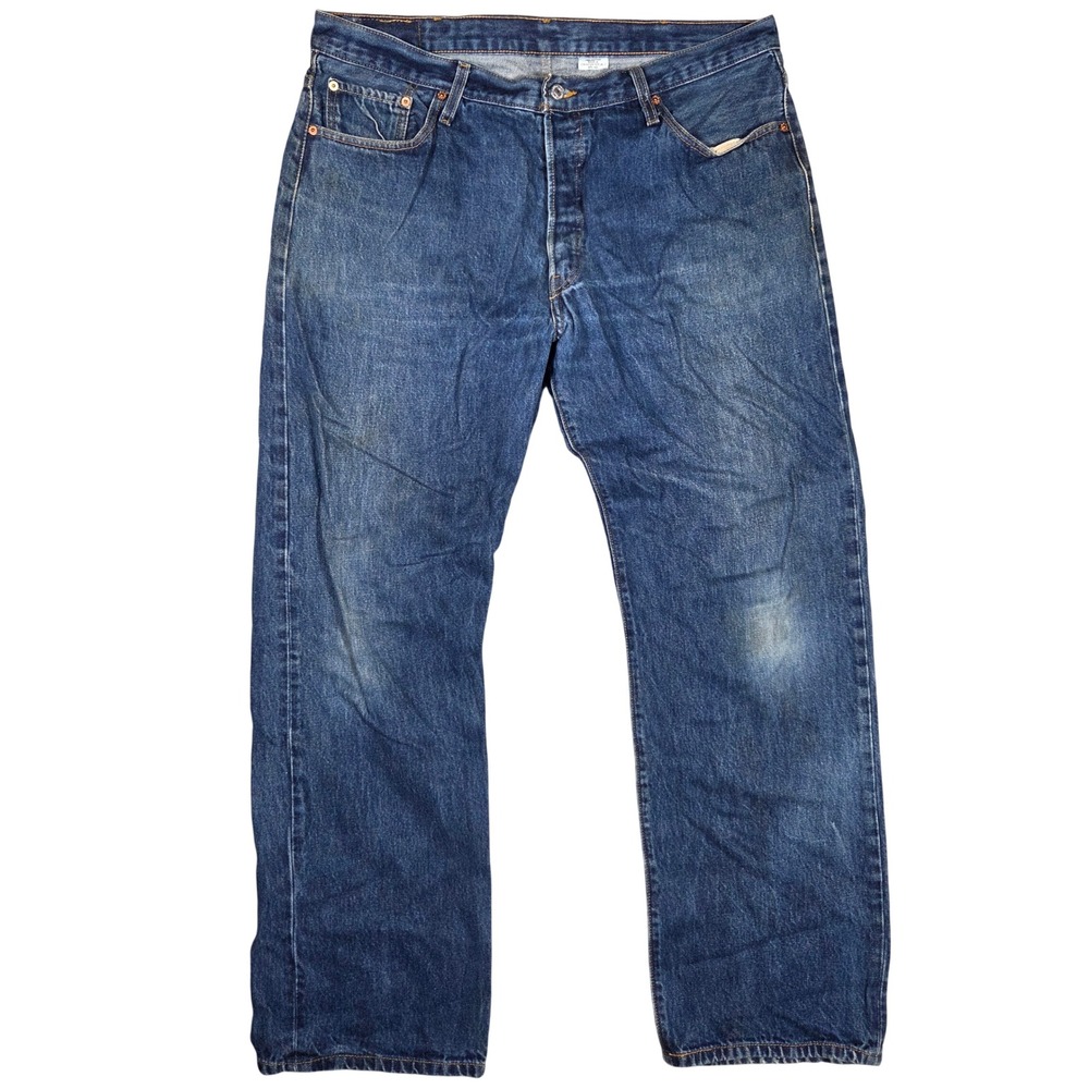 Levis 501 Original Fit Mens Jeans Medium Wash Blue Straight Leg Button Fly 40x32